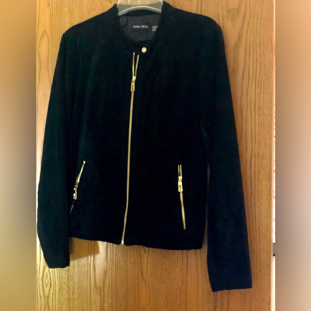 Ivanka Trump black suede zip-up jacket